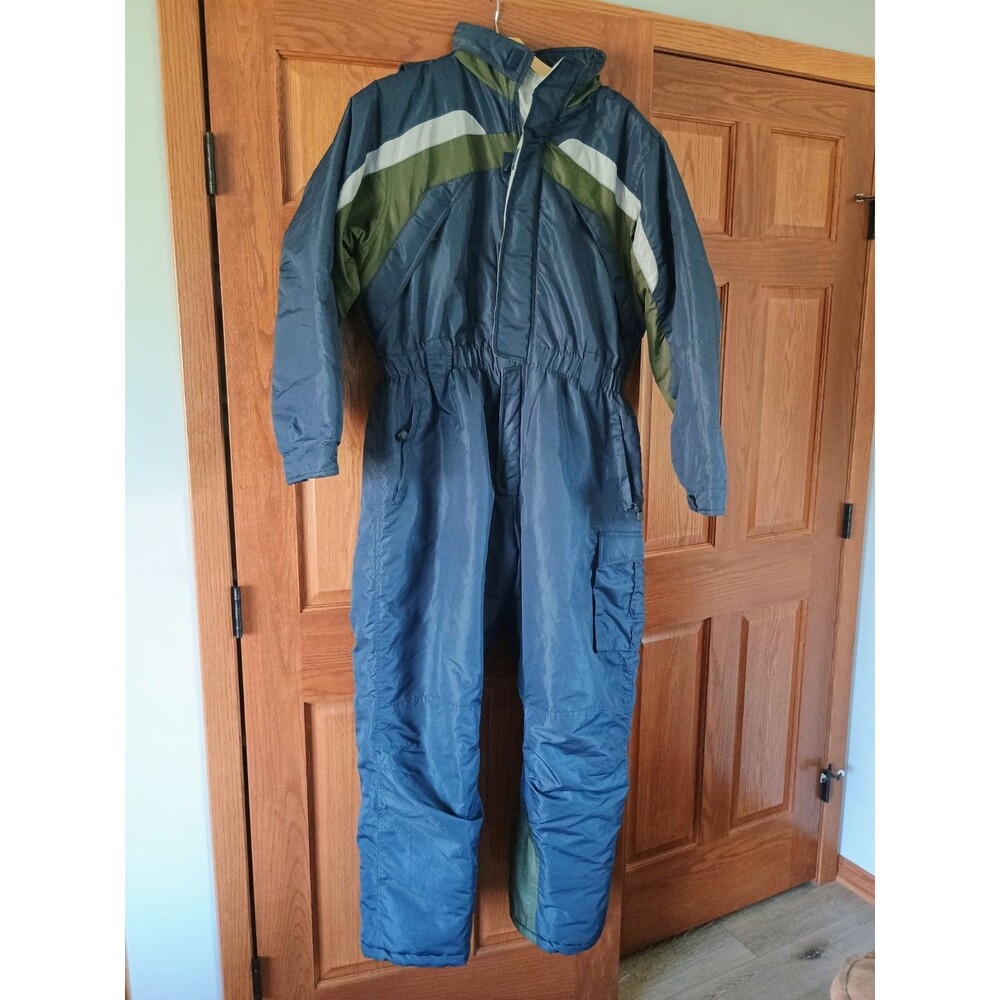 Vintage Athletic Works Ski Suit Snowsuit Navy Blue Large L One Piece